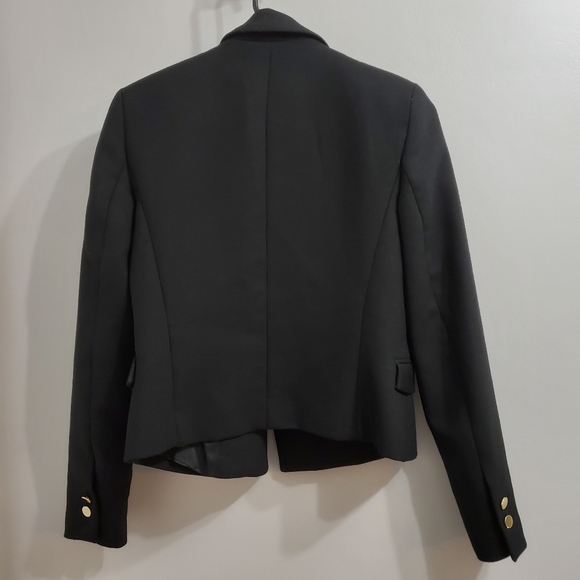 ZARA BASIC Black Crop Blazer with Gold Buttons - Picture 2 of 8
